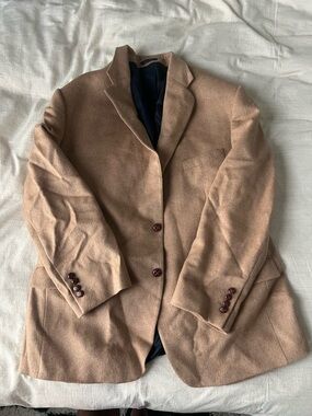 Men's Camel Brown Wool Blazer Jacket